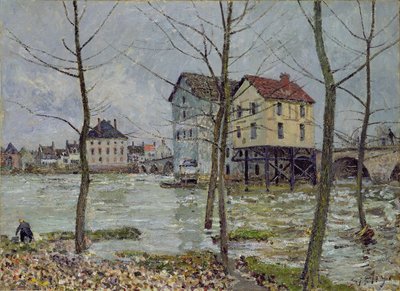 The Mills at Moret-sur-Loing, Winter, 1890 by Alfred Sisley